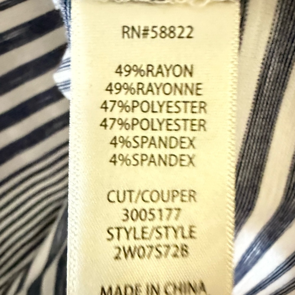 Max Studio Navy and White Striped Short Sleeve Tee - Picture 2 of 2